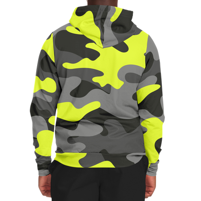 Zip-Up Hoodie | Yellow, Black, and Gray Camouflage