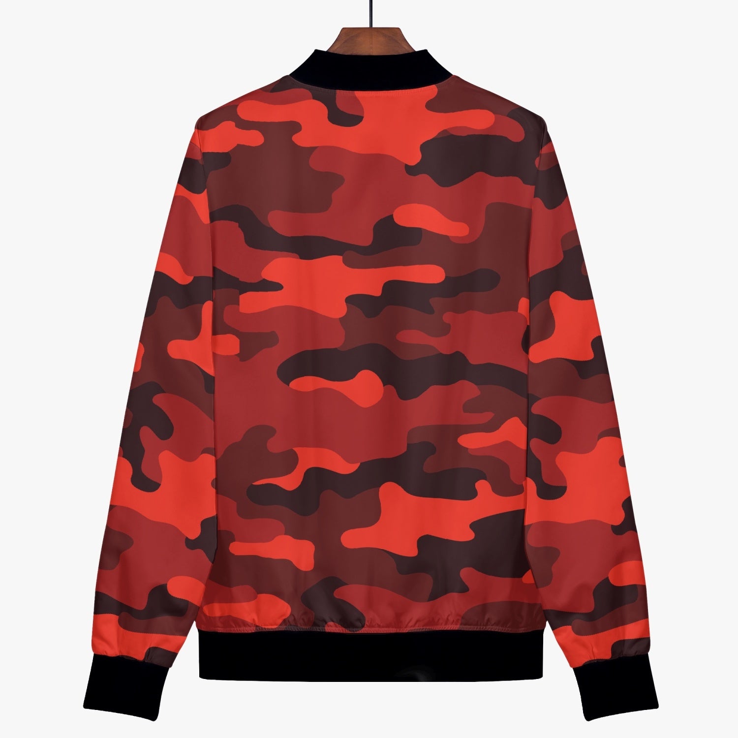 Women's Camo Bomber Jacket | Scarlet Red and Black