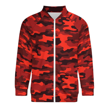 Camo Shirt | Raglan Zip-up | Scarlet Red and Black