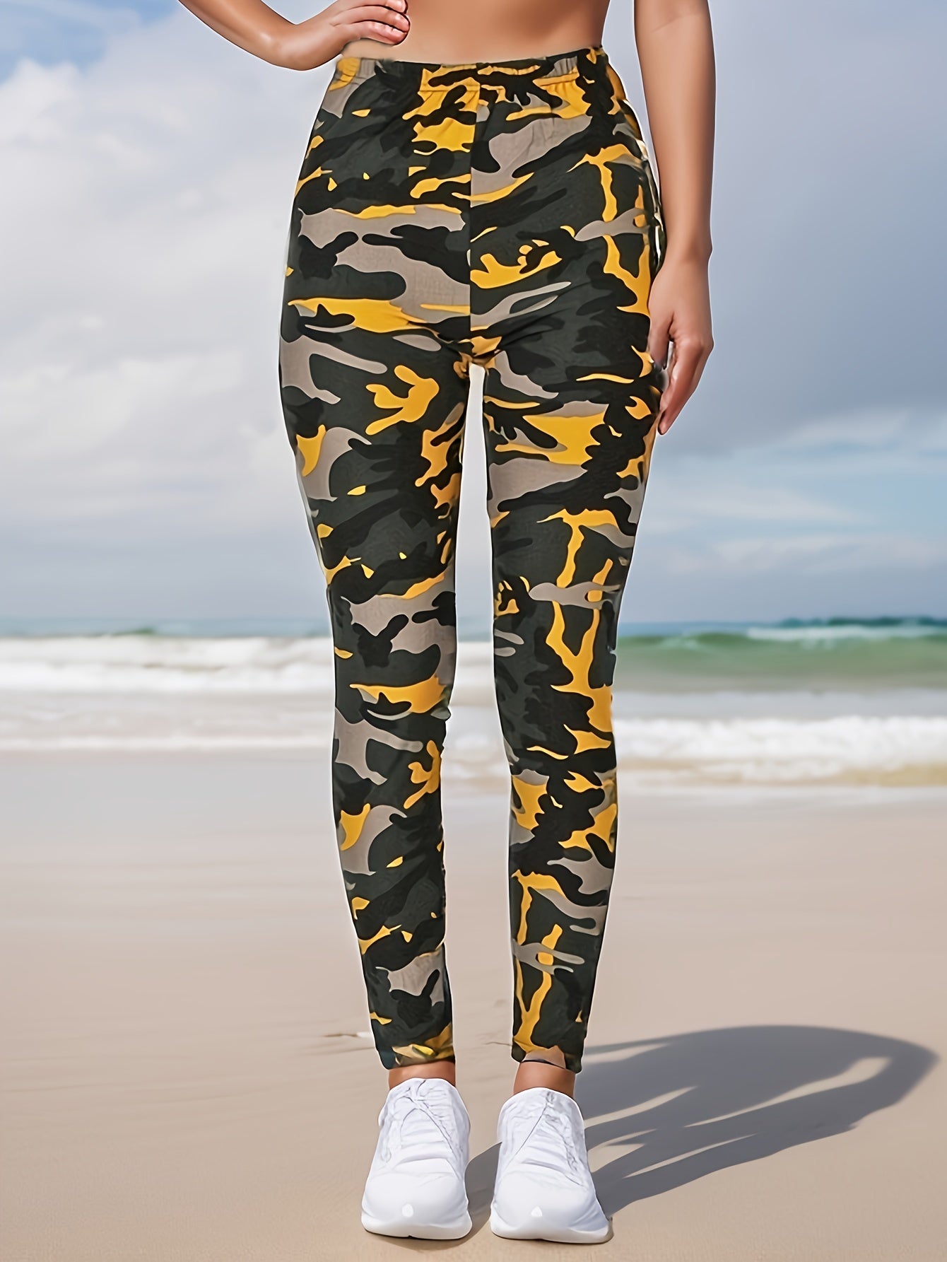 Leggings con estampado de camuflaje | Pantalones ajustados elásticos informales para uso diario