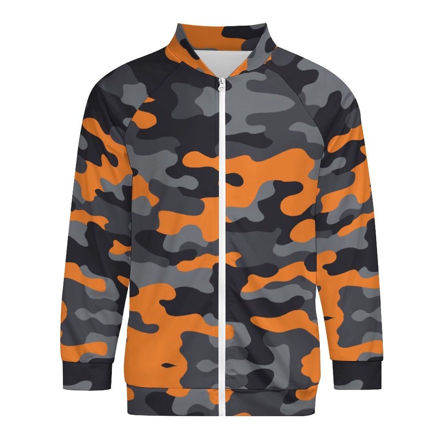 Camo Shirt | Raglan Zip-up | Orange, Black, and Gray