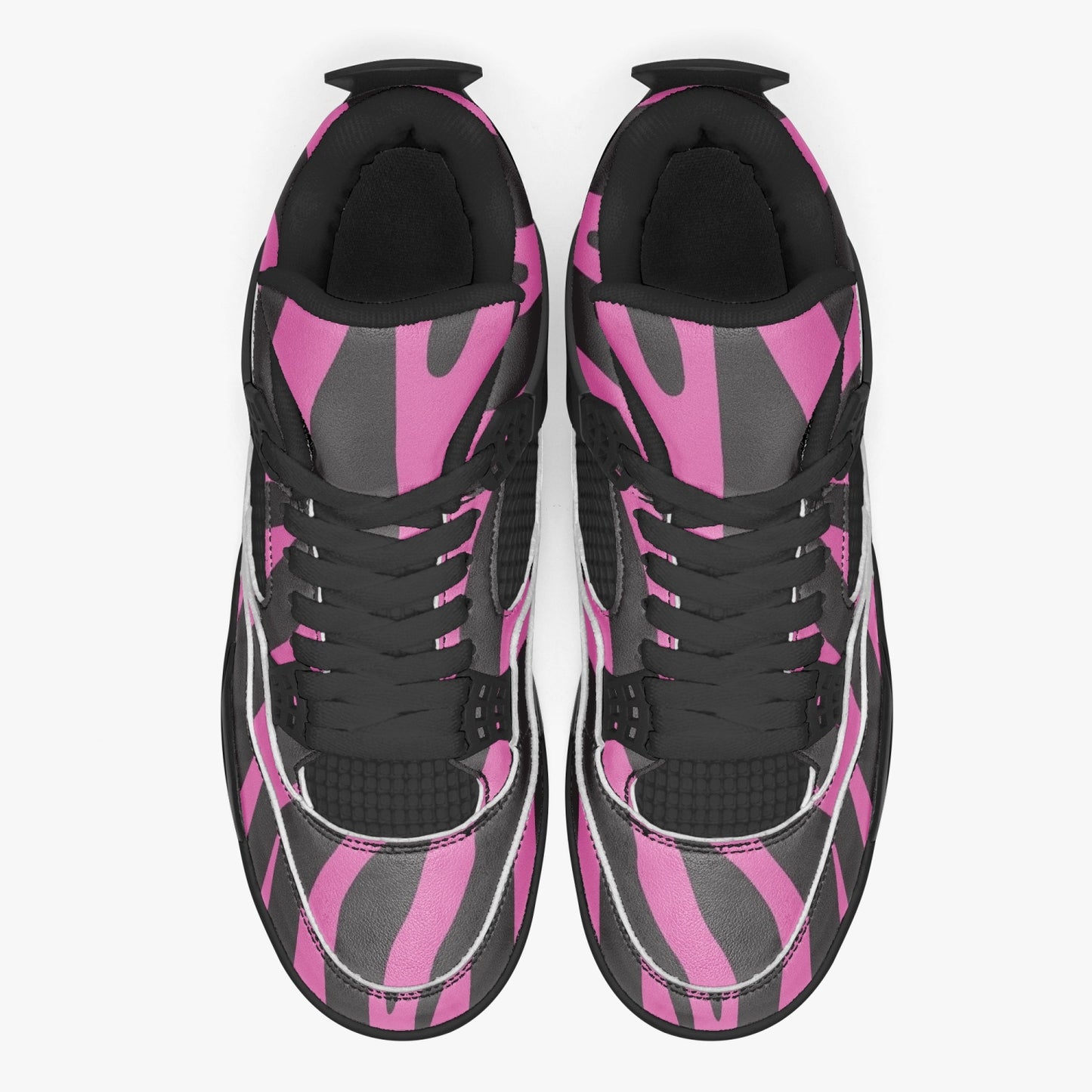 Zebra Jordans AJ4 | Pink and Black High-top Sneakers