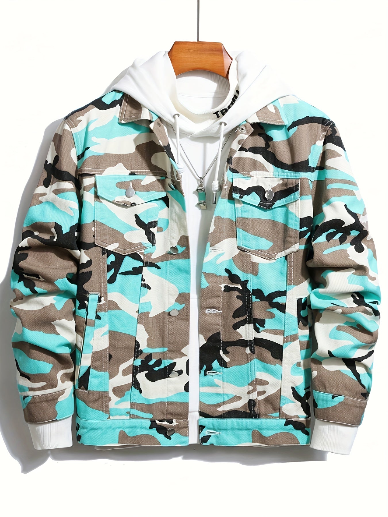 Men's Stylish Camouflage Print Denim Jacket