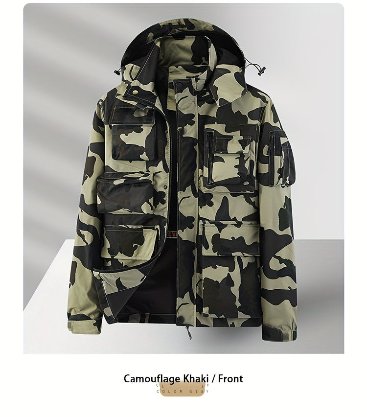 Men's Camo Jacket | Outdoor Stylish with Removable Hood