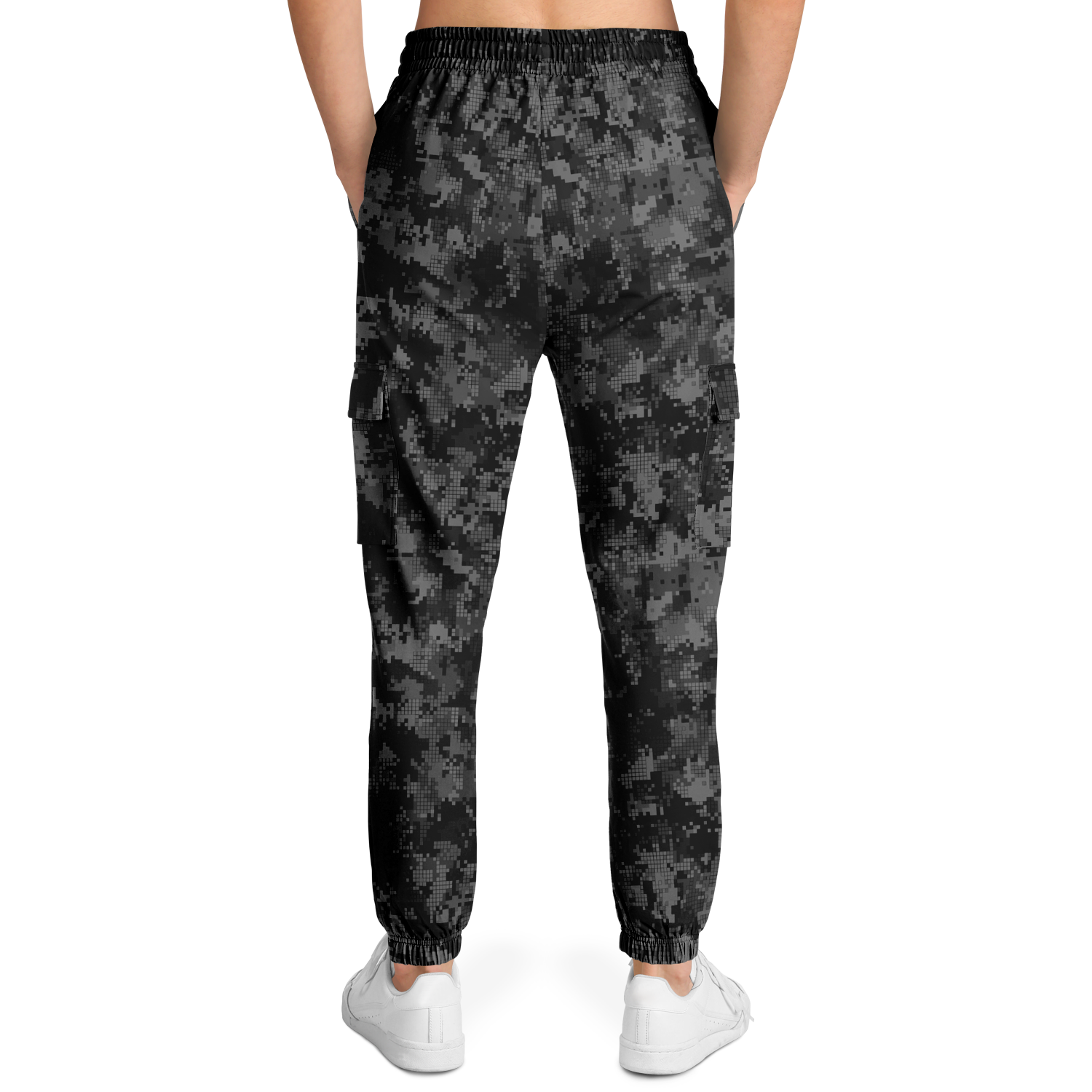 Black Camo Cargo Pants | Digital Monochrome Dark Gray