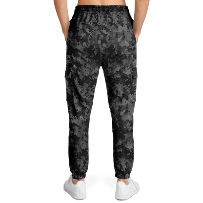 Black Camo Cargo Pants | Digital Monochrome Dark Gray