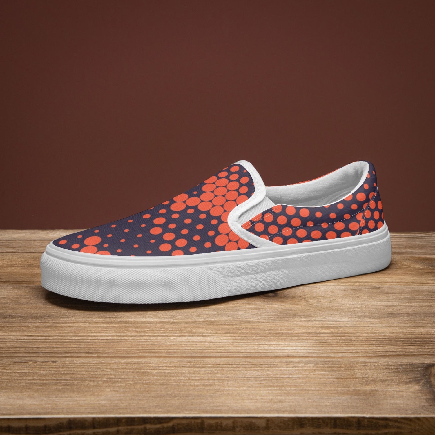 Camo Slip-On Shoes | Orange and Blue Digital Camouflage