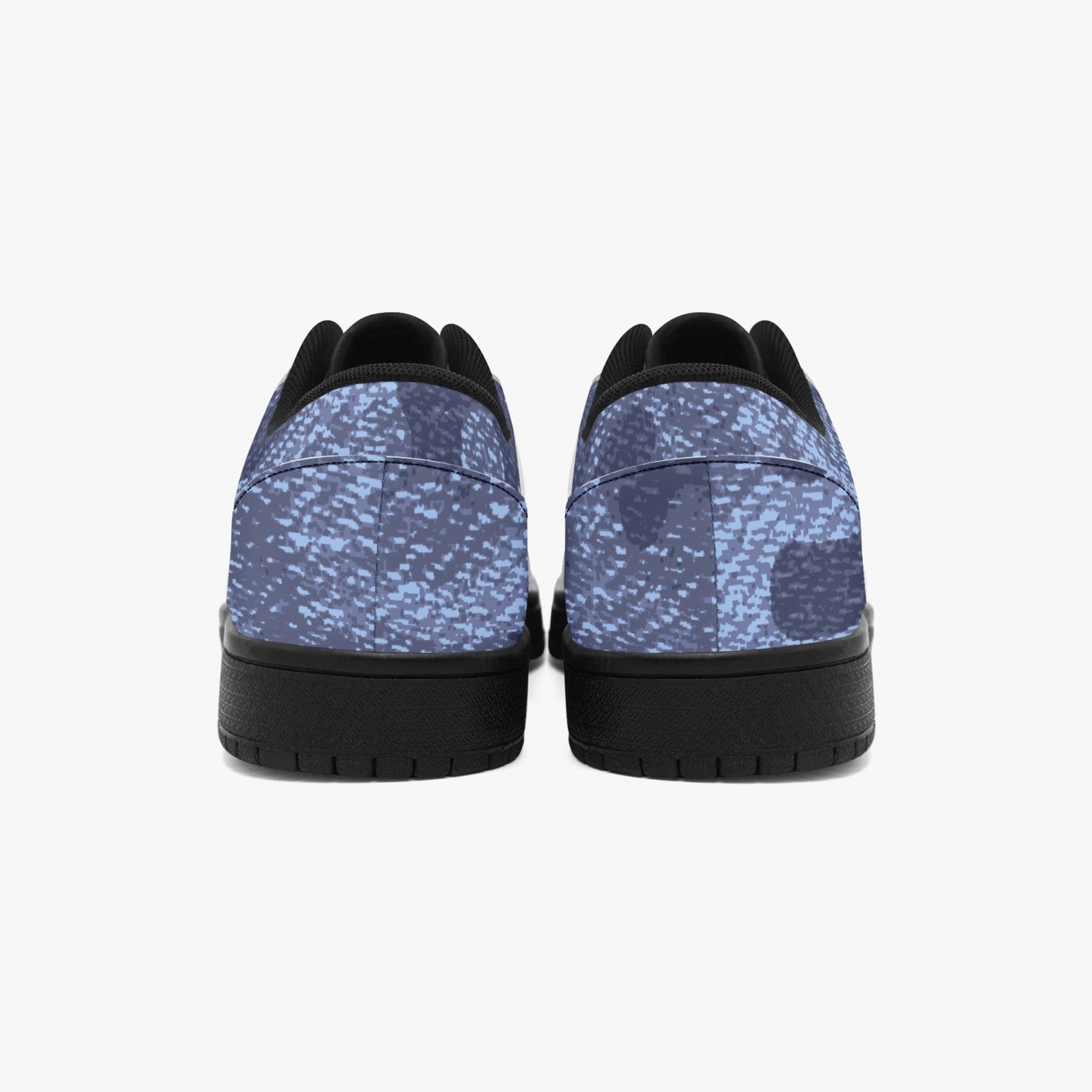 Camo Sneakers | Denim Blue Low-Top Leather Camouflage Shoes