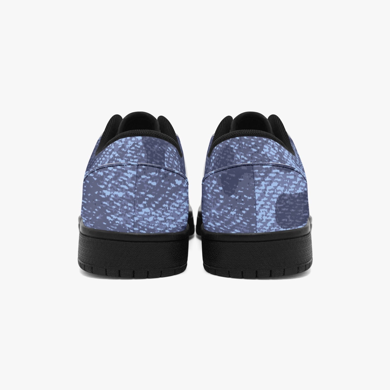 Camo Sneakers | Denim Blue Low-Top Leather Camouflage Shoes