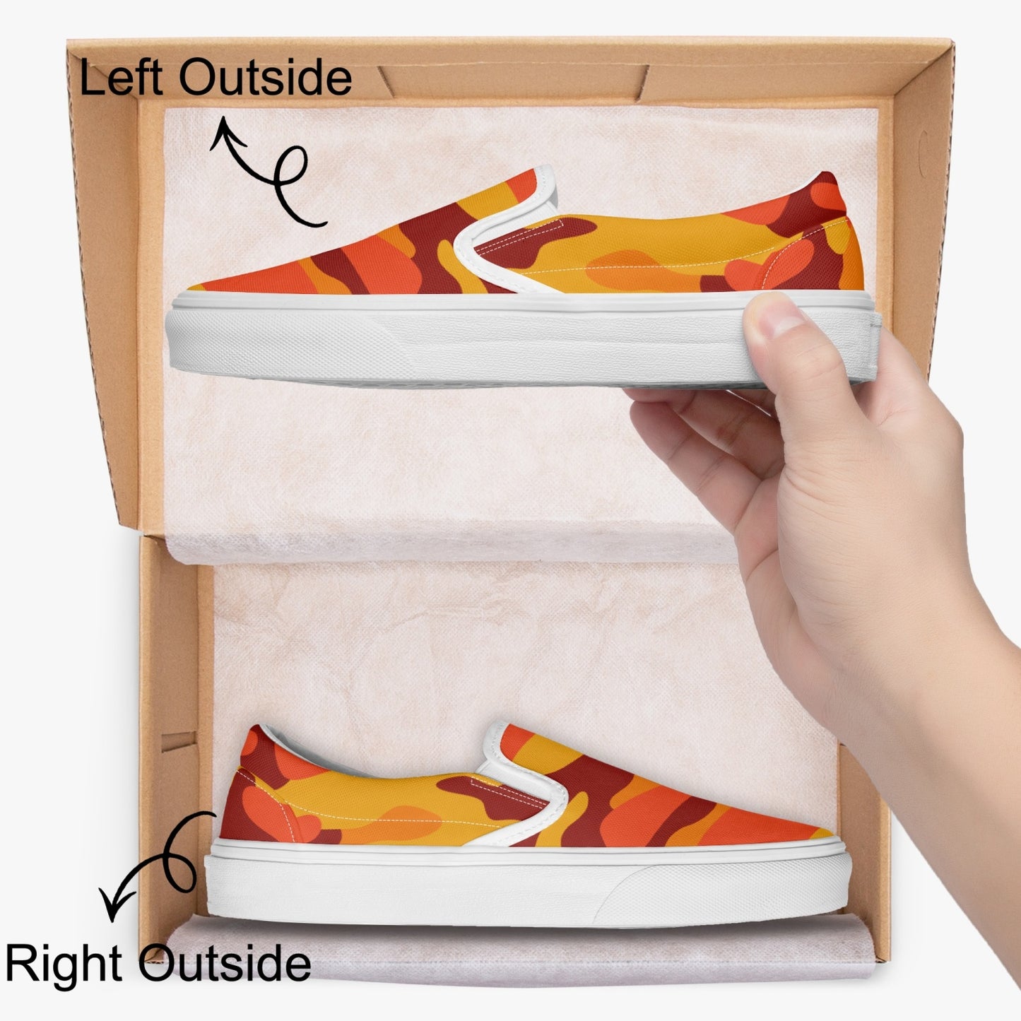 Camo Slip-On Shoes | Orange and Red Camouflage