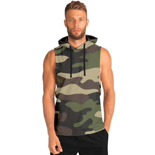 Sleeveless Hoodie | Classic Green Camouflage