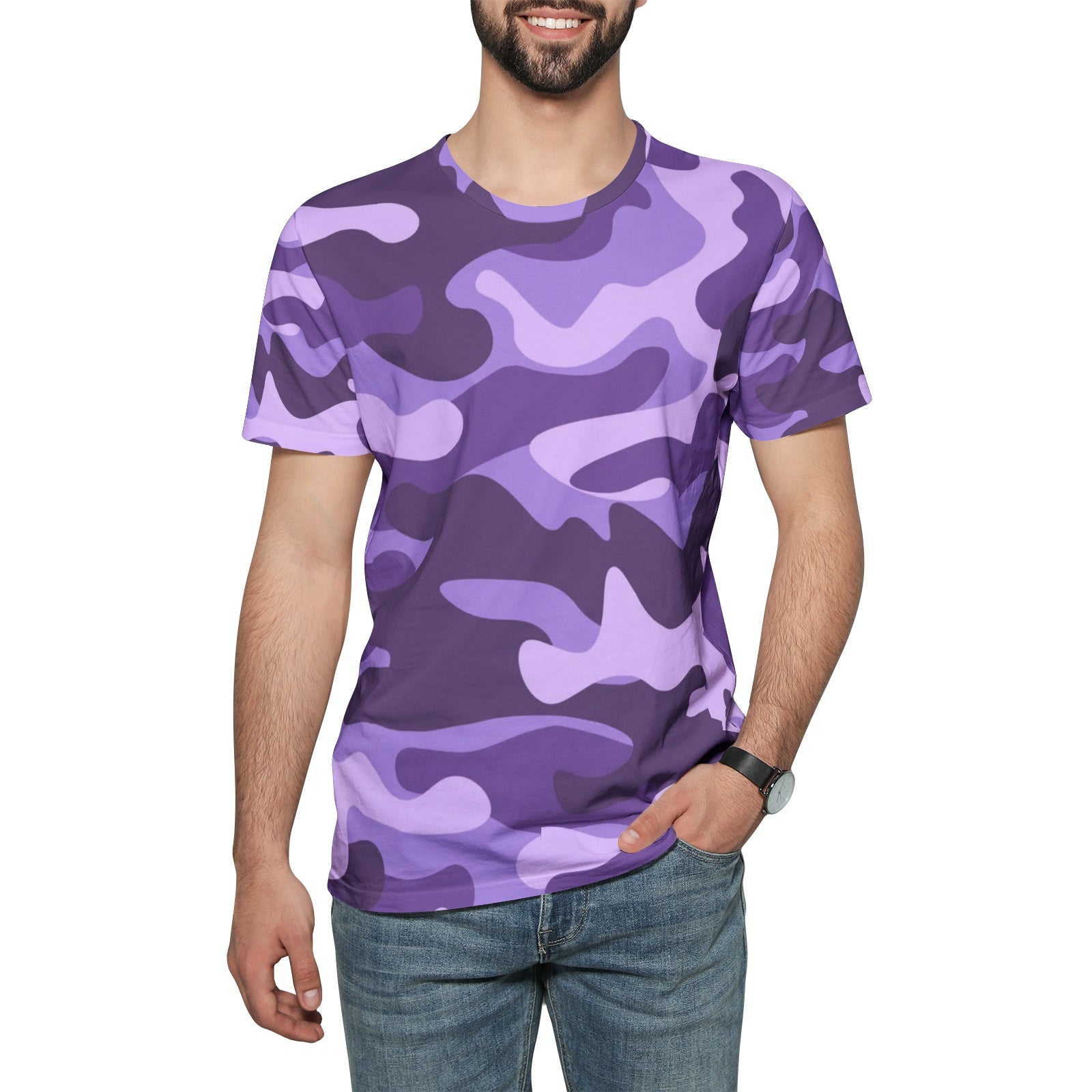 Camo T-shirt | Cotton | Unisex | Purple, Blue, and Mauve