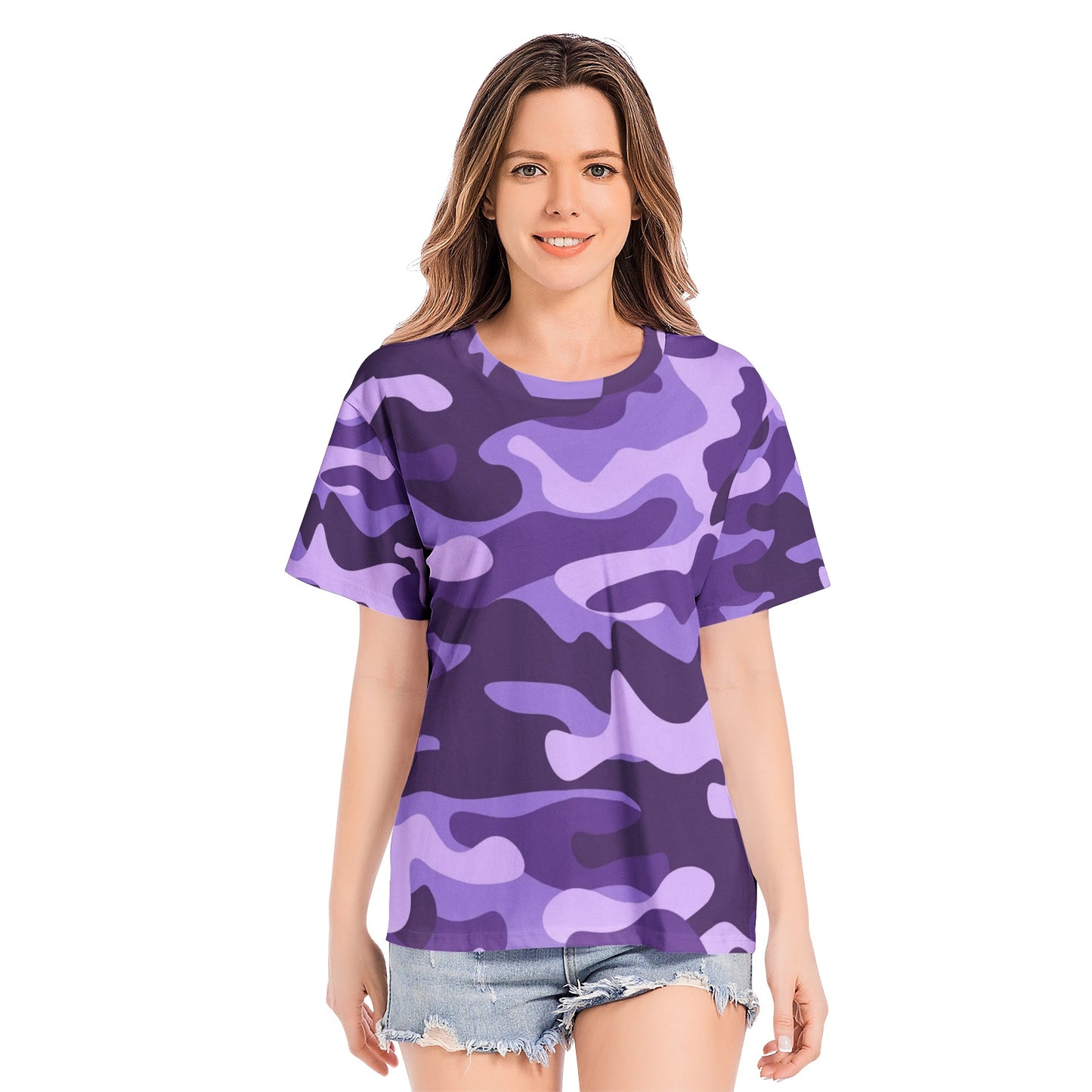 Camo T-shirt | Cotton | Unisex | Purple, Blue, and Mauve