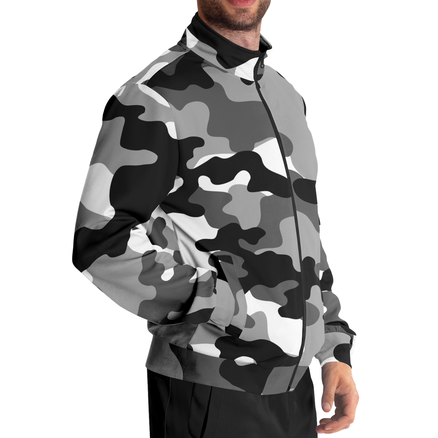 Camo Track Jacket | Black, Gray & White Camouflage