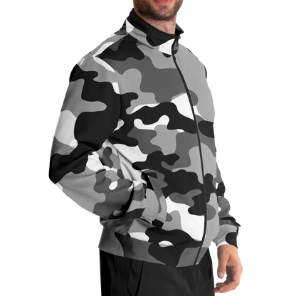 Camo Track Jacket | Black, Gray & White Camouflage