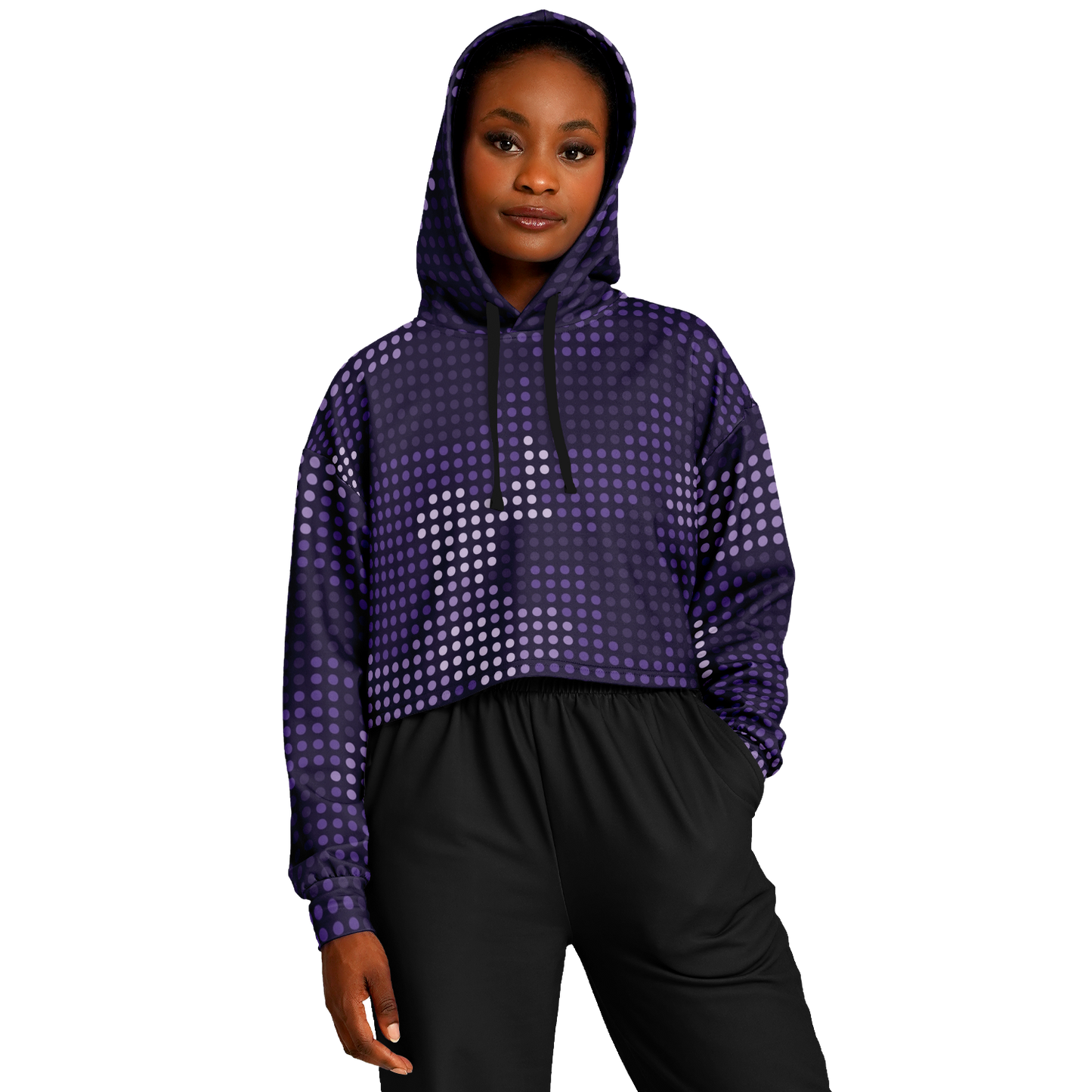 Cropped Hoodie For Women | Blue Led Screen Camouflage Pattern