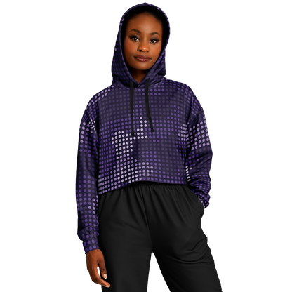 Cropped Hoodie For Women | Blue Led Screen Camouflage Pattern