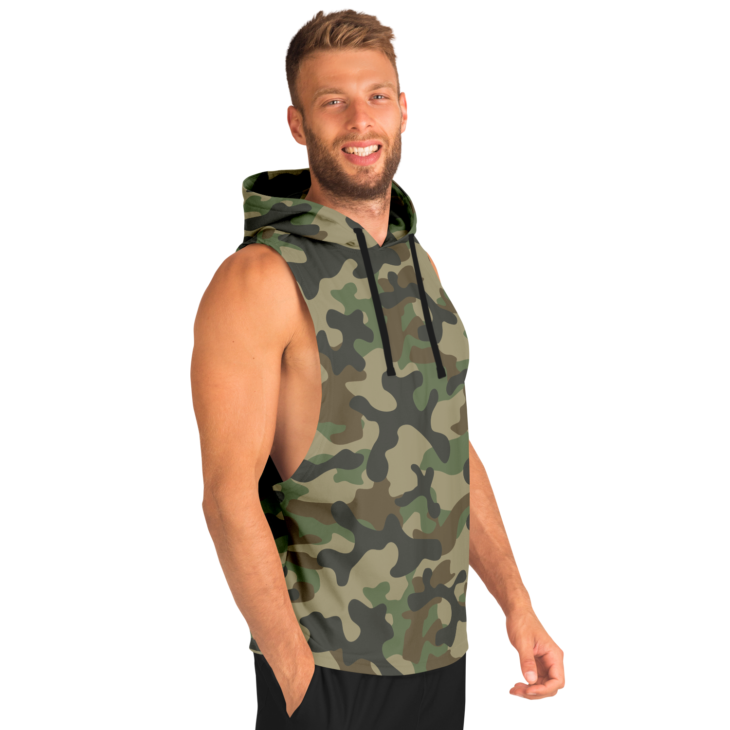 Sleeveless Hoodie | Military Brown Camouflage