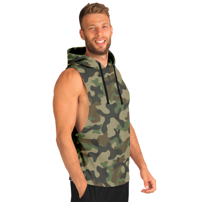 Sleeveless Hoodie | Military Brown Camouflage