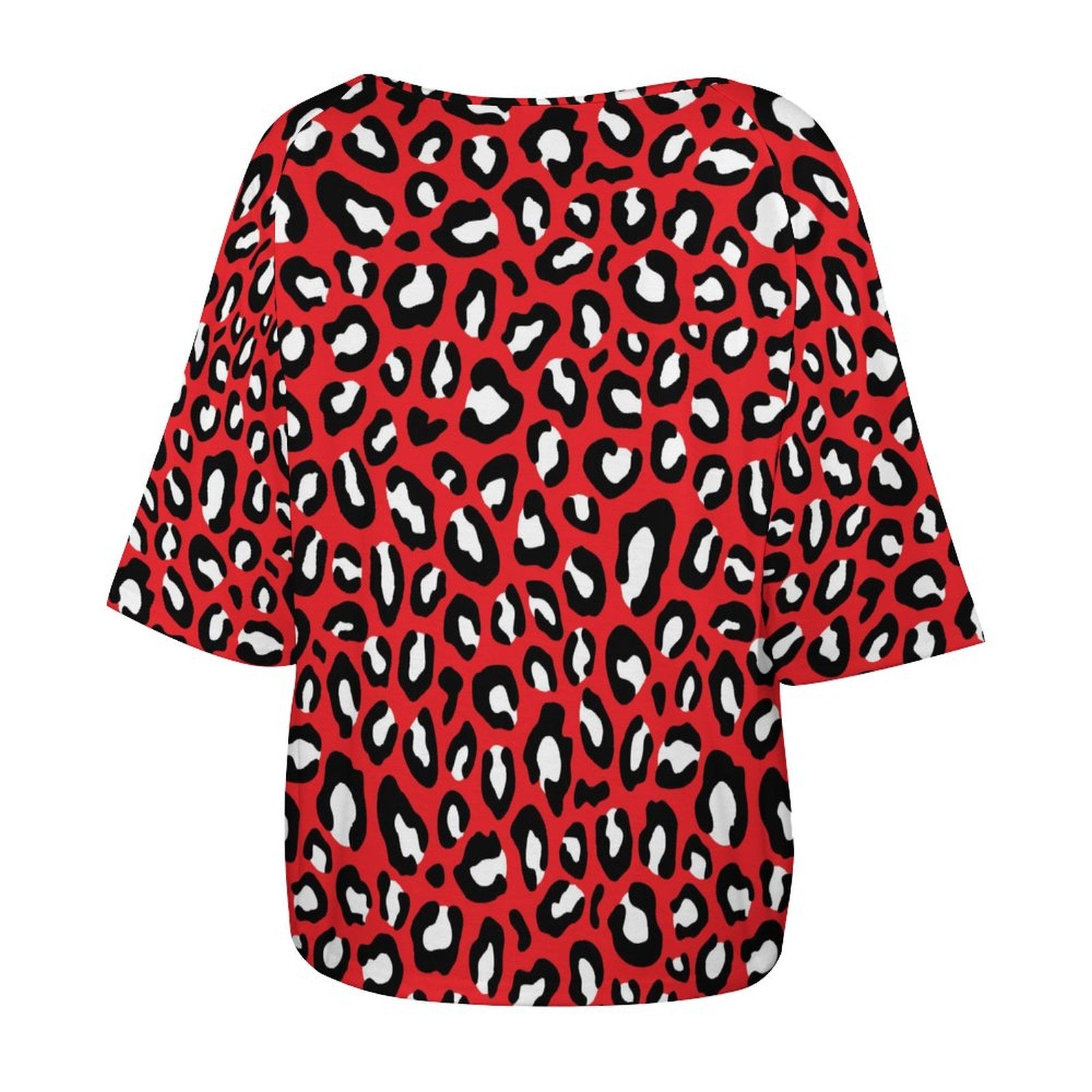 Leopard Print Shirt | Off The Shoulder Top | Red, Black and White