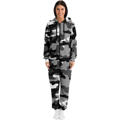 Camo Onesie | Gray, Black and White Camouflage