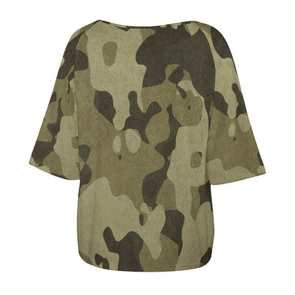 Off The Shoulder Top | Green Fabric Camouflage