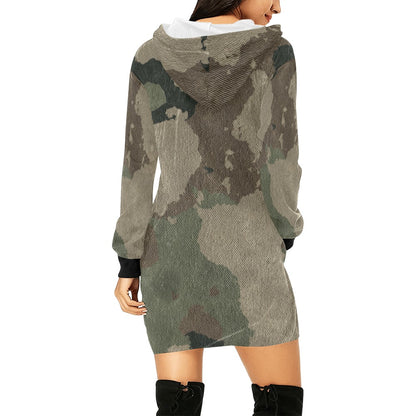 Camo Hoodie Dress | Dirty Brown Camouflage