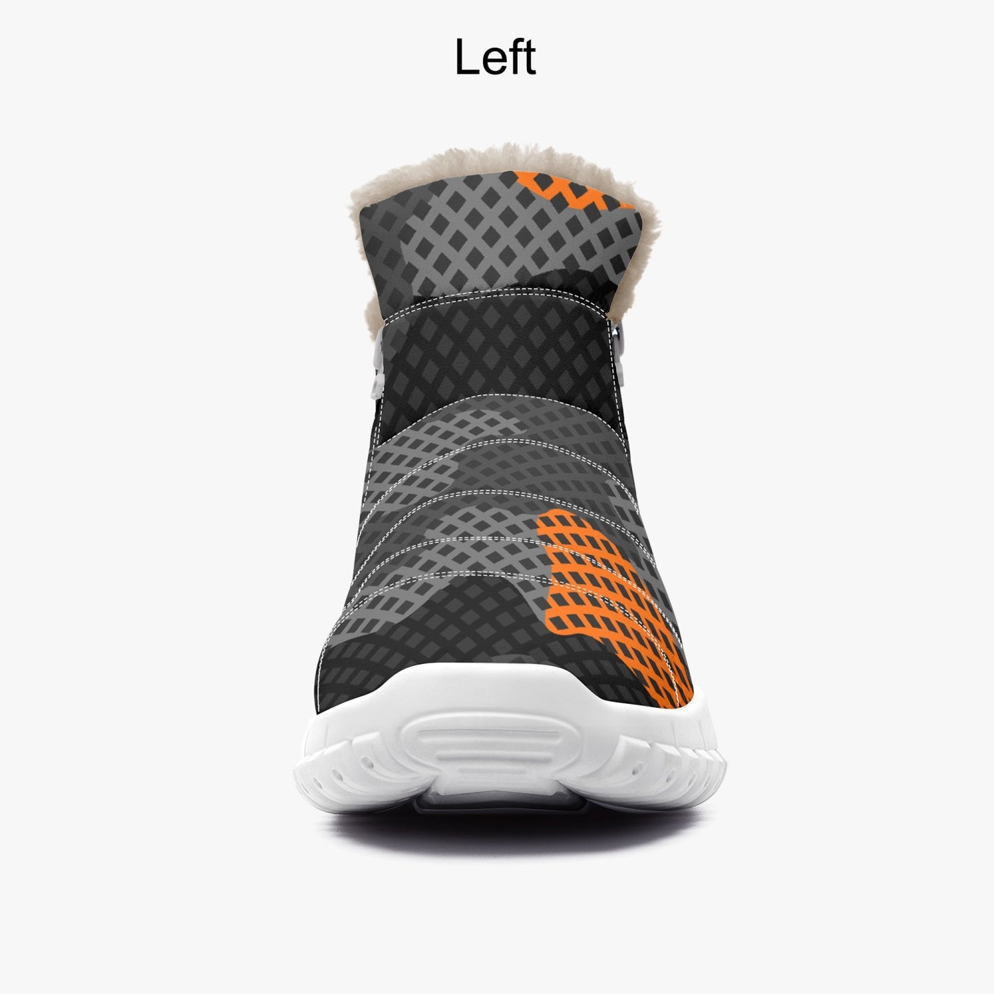 Camo Boots | Cotton-pad Fur Zipper Up | Orange and Black Pixel