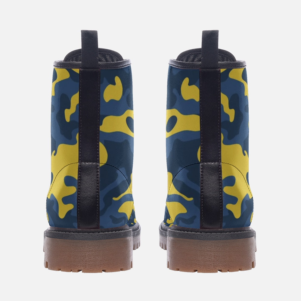 Blue and Yellow Camo Boots | Leather Lightweight