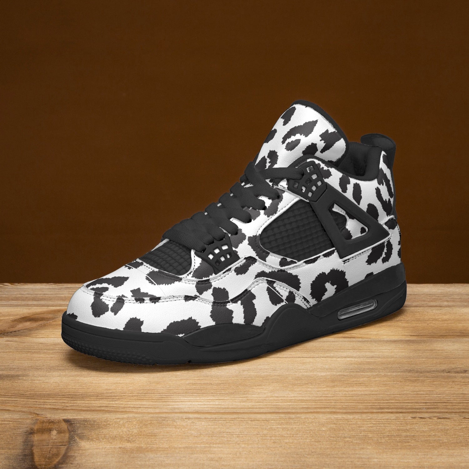 Leopard Jordans AJ4 | Black and White Pattern