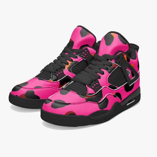 Leopard Jordans AJ4 | Cerise Pink, Orange and Black Pattern