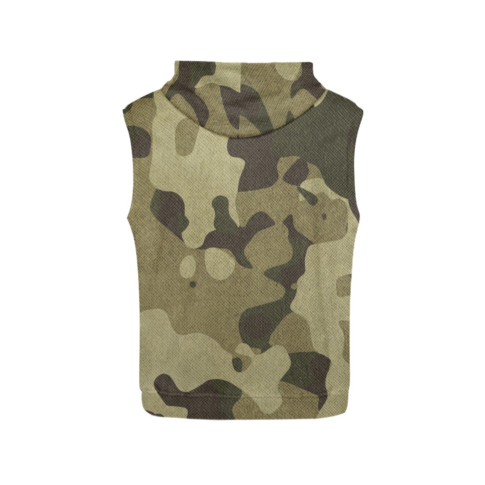 Sleeveless Hoodie For women | Green Fabric Camouflage