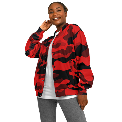 Red Camo Baseball Jacket | Unisex, Premium, Heavyweight Coat