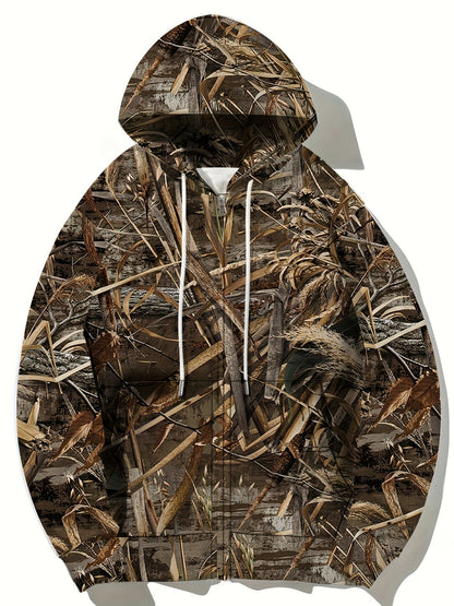 Men's Zip-Up Hoodie with 3D Deadwood Print