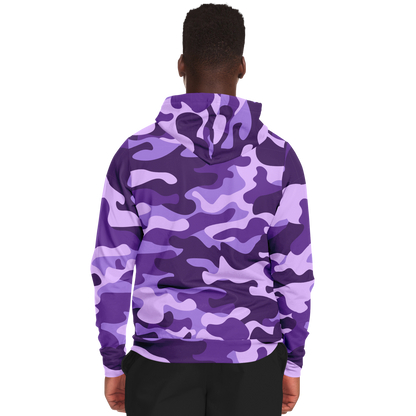 Zip-Up Hoodie | Purple, Blue, and Mauve Camouflage