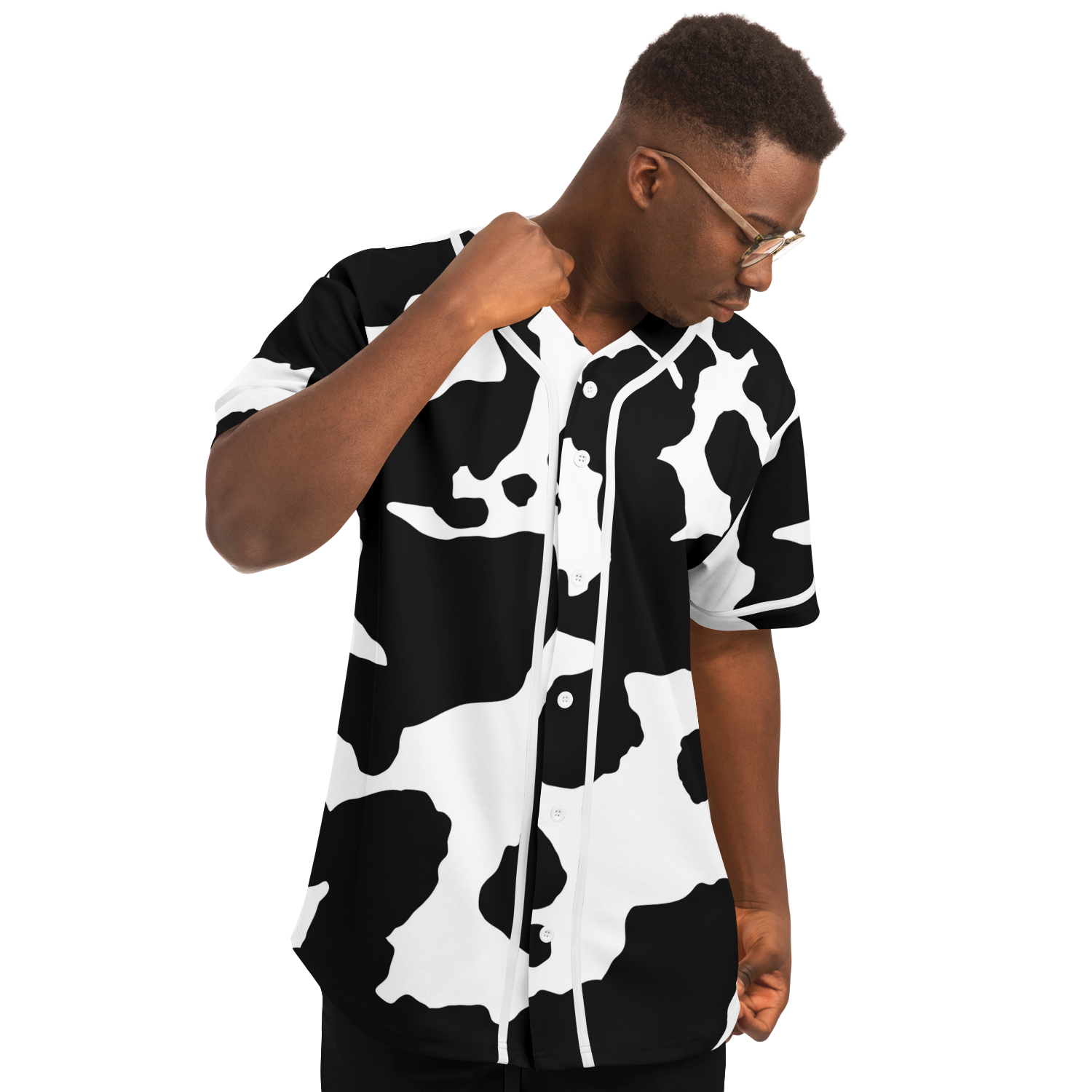 Camo Baseball Jersey | Black & White Cow Camouflage