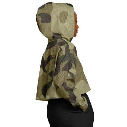 Cropped Hoodie For Women | Green Fabric Camouflage