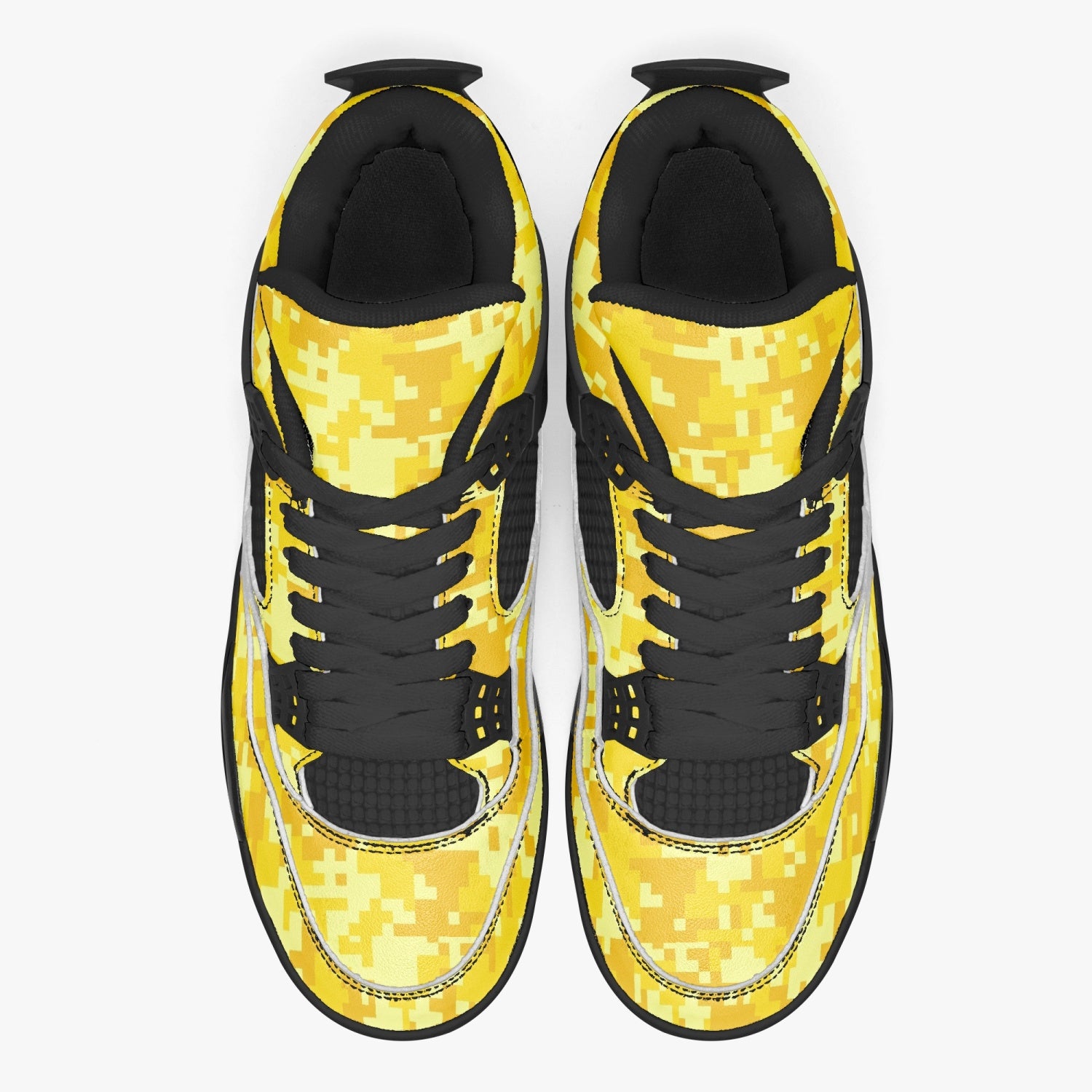 Yellow Camo Jordans AJ4 | Digital Pixel Camouflage