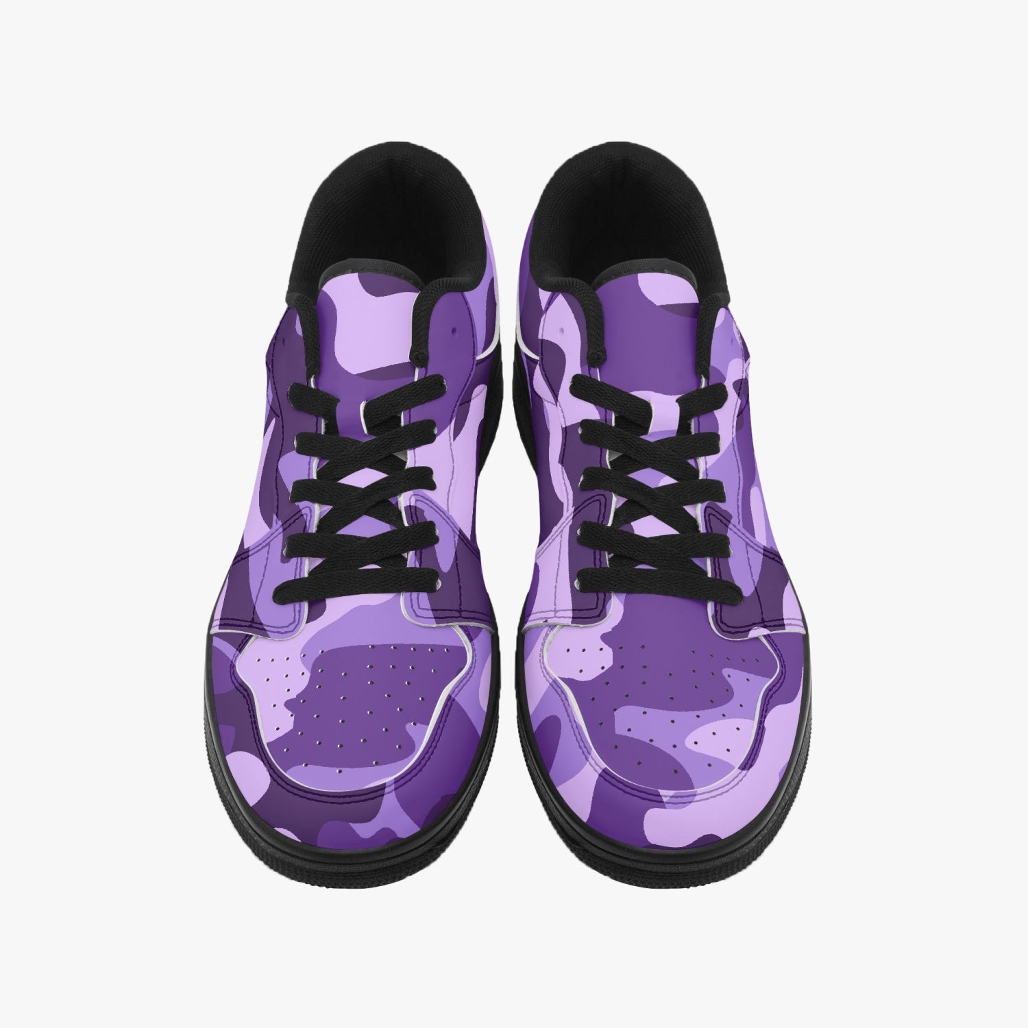 Camo Sneakers | Purple Blue Low-Top Leather Camouflage Shoes