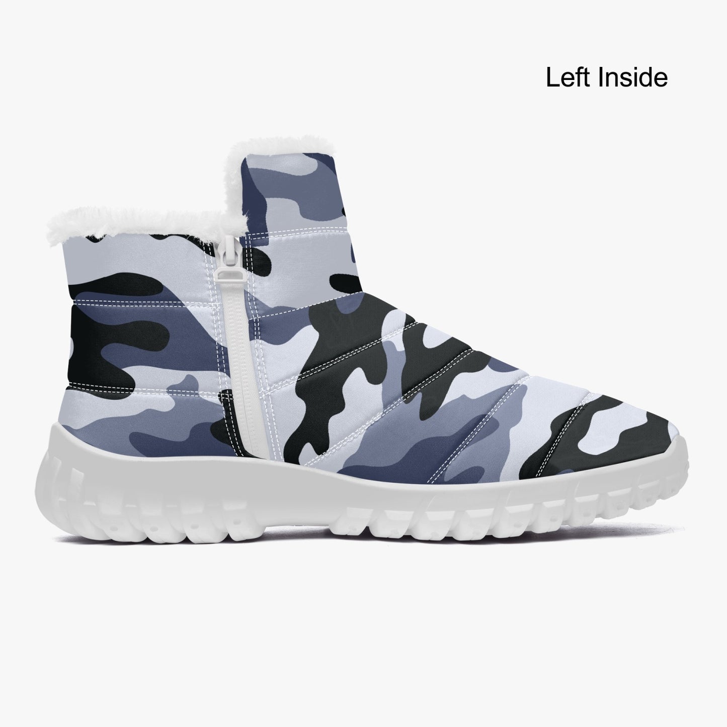 Camo Boots | Cotton-pad Fur Zipper Up | Light Blue