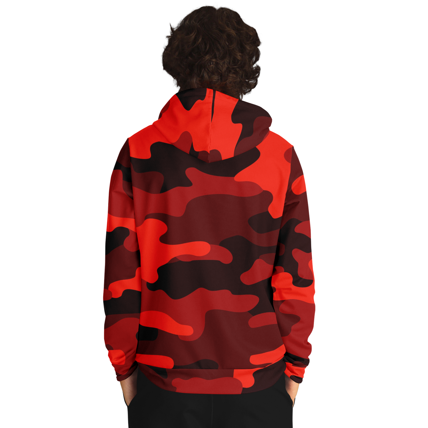 Camo Hoodie | Scarlet Red & Black Camouflage Pullover