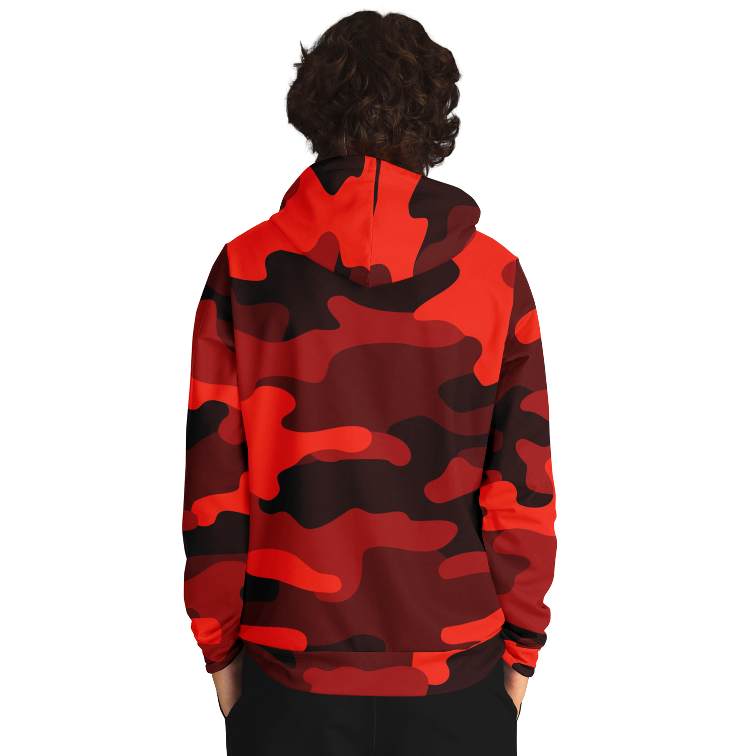 Camo Hoodie | Scarlet Red & Black Camouflage Pullover