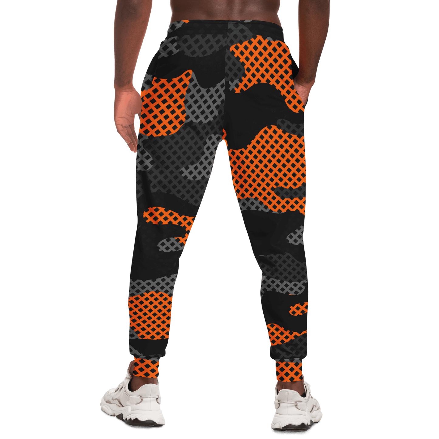 Camo Joggers | Unisex | Black & Orange Pixel