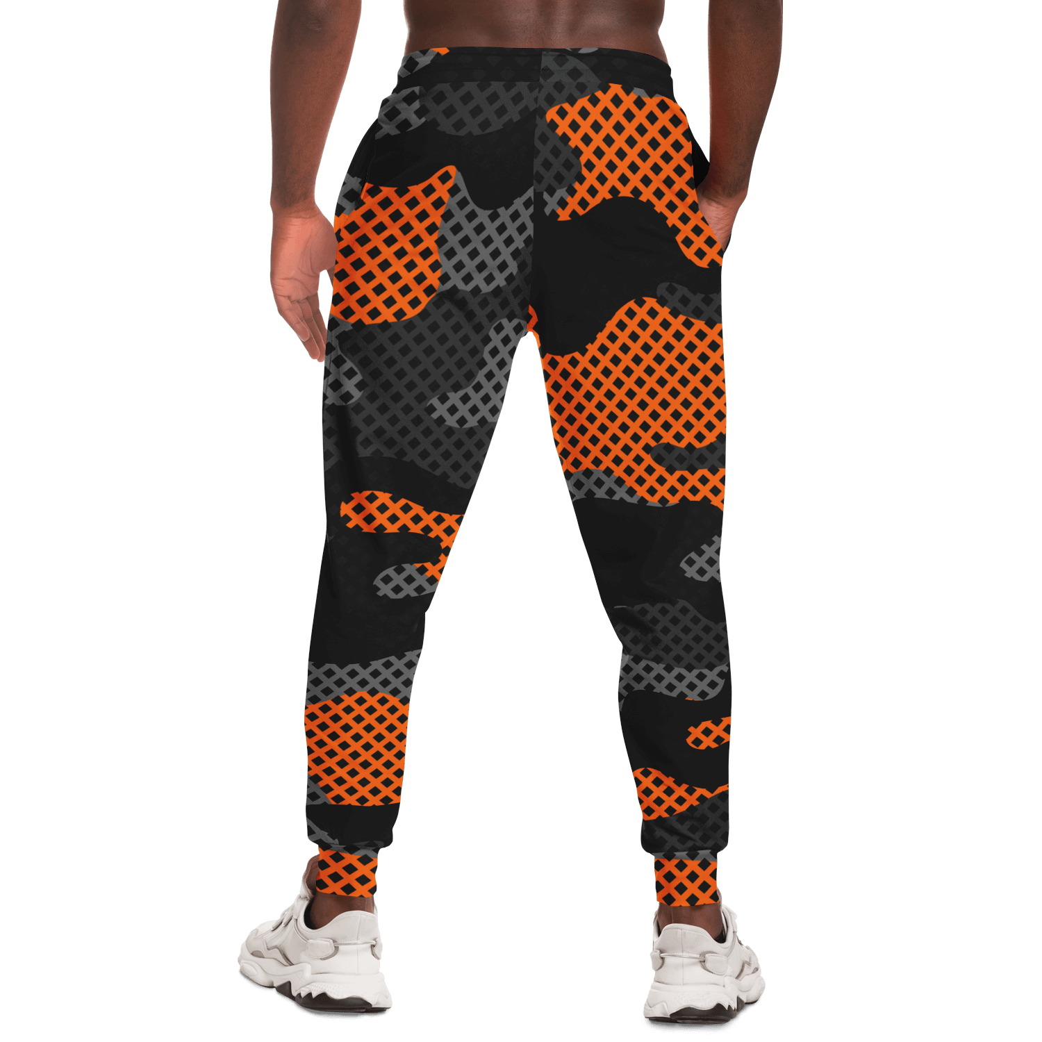 Camo Joggers | Unisex | Black & Orange Pixel