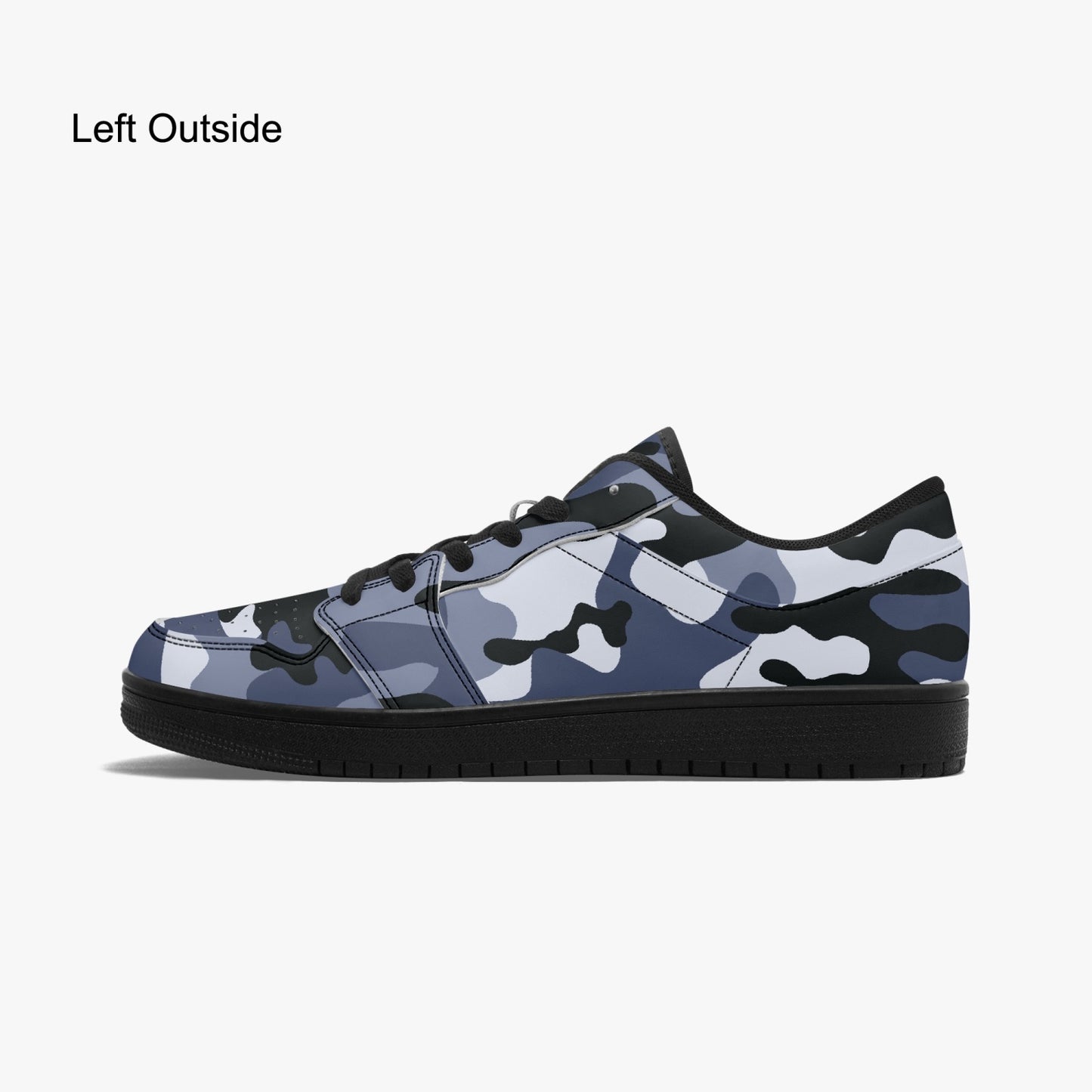 Camo Sneakers | Light Blue Low-Top Leather Camouflage Shoes