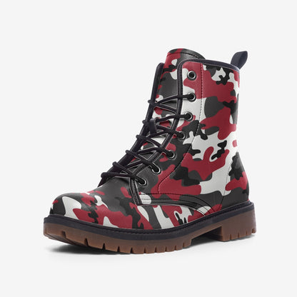 Red Camo Boots | MIxed Jungle Green, Black, & White Leather