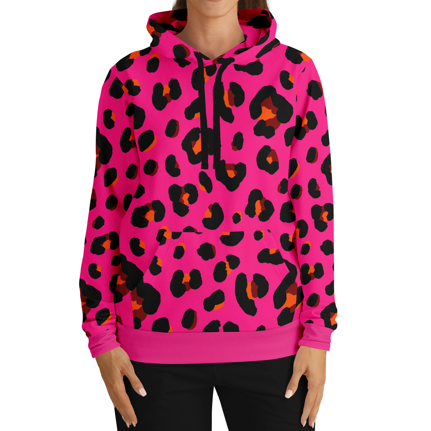 Leopard Hoodie | Cerise Pink, Orange and Black