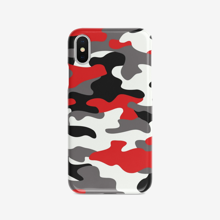 Camo Phone Case | iPhone | Red, Black & White Camouflage