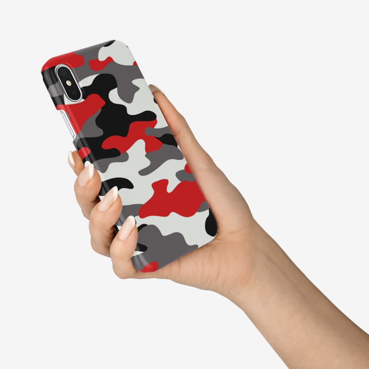 Camo Phone Case | iPhone | Red, Black & White Camouflage