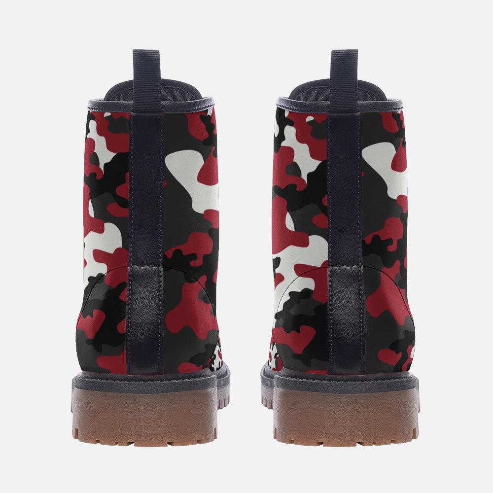 Red Camo Boots | MIxed Jungle Green, Black, & White Leather